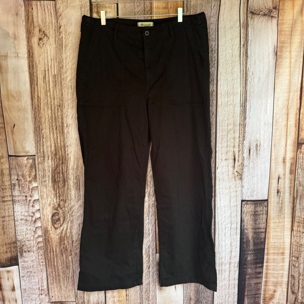 Madewell‎ Pants Low-Slung Baggy Utility Black Wide Leg Tencel Blend Size 32 NWT